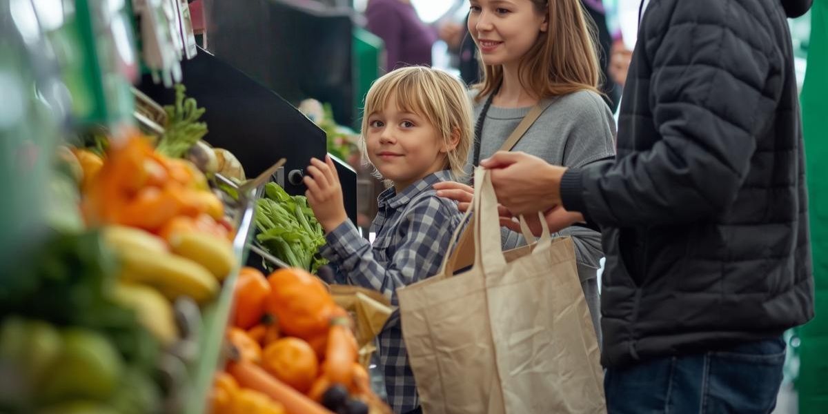Família praticando consumo sustentável